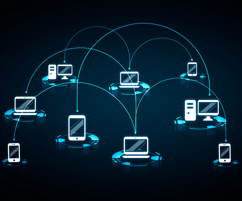 Social network hologram illustration. Technology, communication, internet concept. 3d rendering.